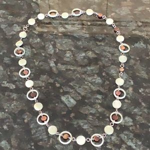 Unique Cream and Brown Circle Beaded Long Necklace